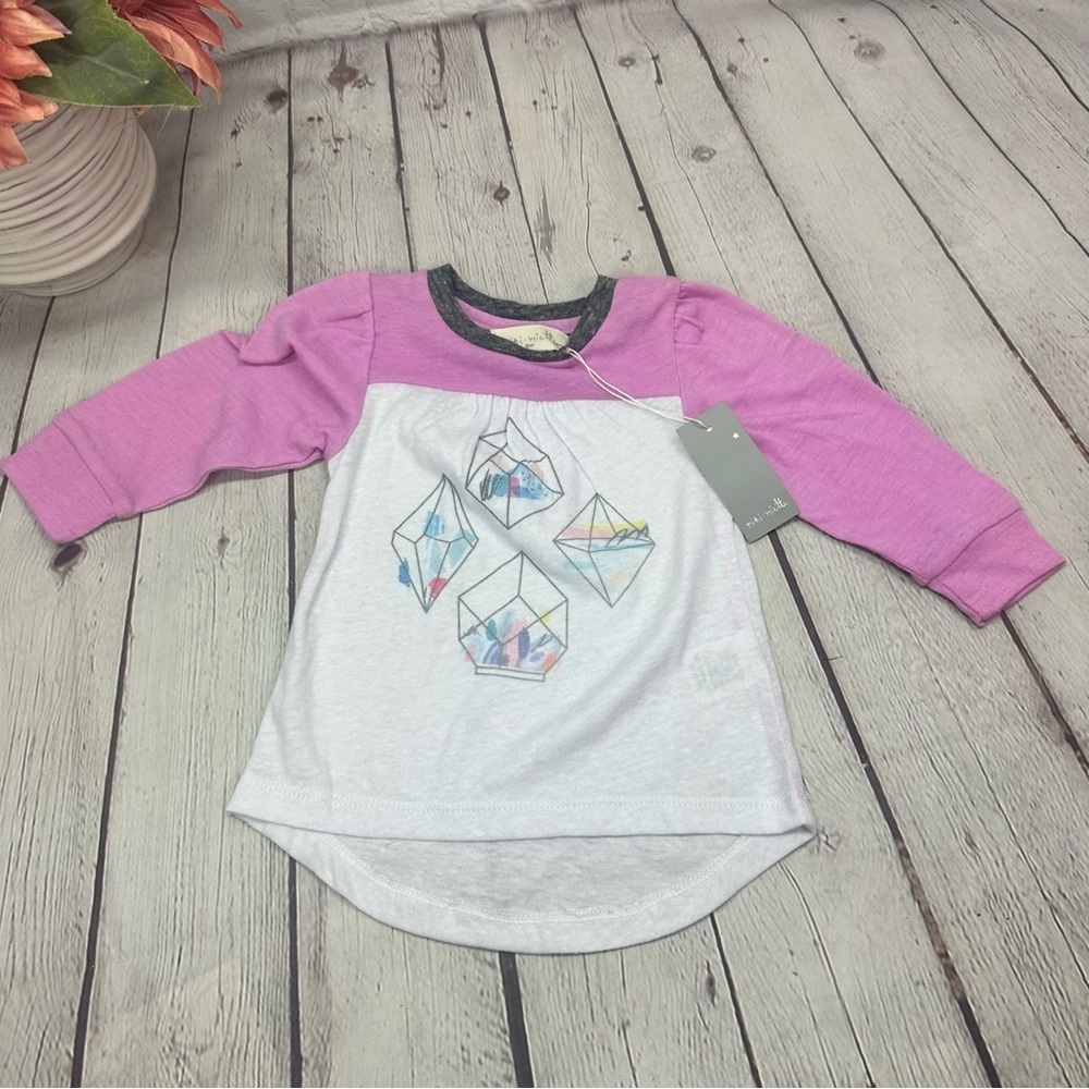 NWT boutique miki miette Purple west Graphic shirt sz 3-6 long sleeve tee